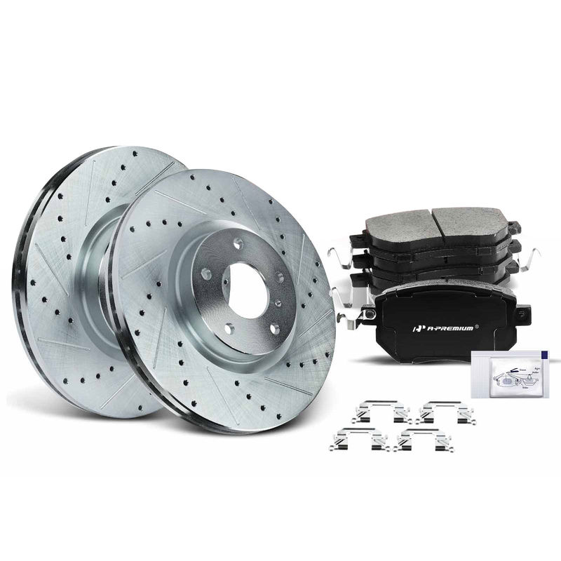 Front Drilled Rotors & Ceramic Brake Pads for Nissan Altima 2006 Maxima 04-08