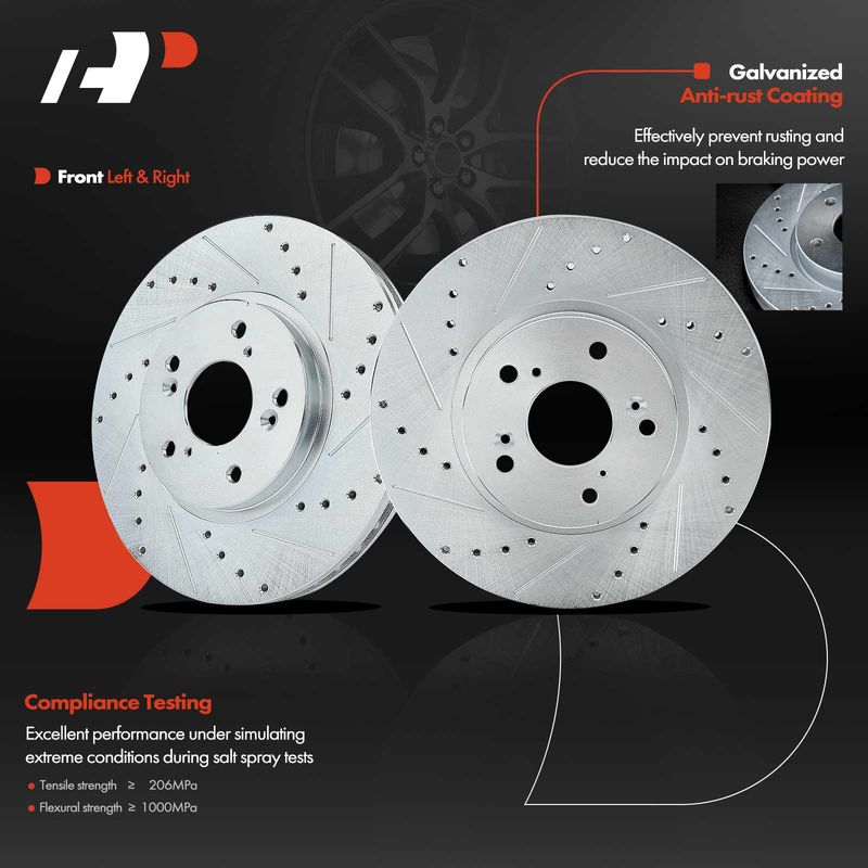 Front Drilled Brake Rotors for Acura CL 2001-2003 MDX TL Honda Odyssey Pilot