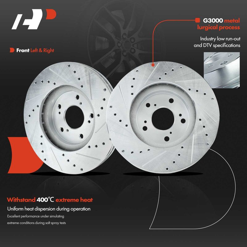 Front Drilled Brake Rotors for Acura CL 2001-2003 MDX TL Honda Odyssey Pilot