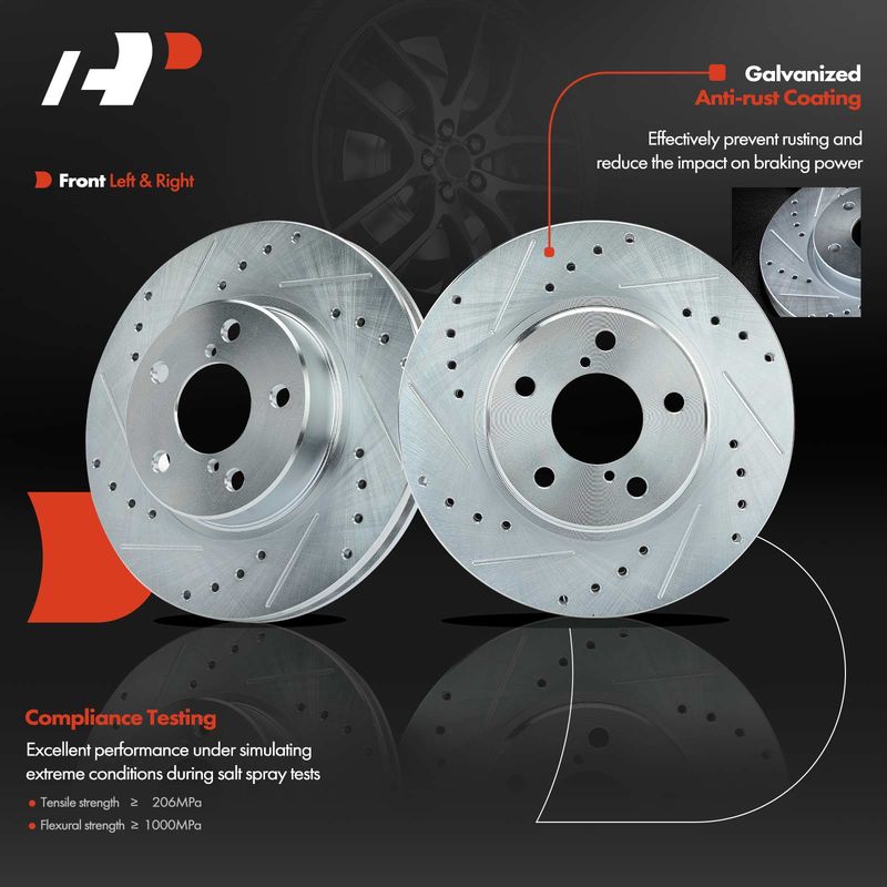 Front Drilled Brake Rotors for Subaru Impreza 1994-2001 Legacy 90-01