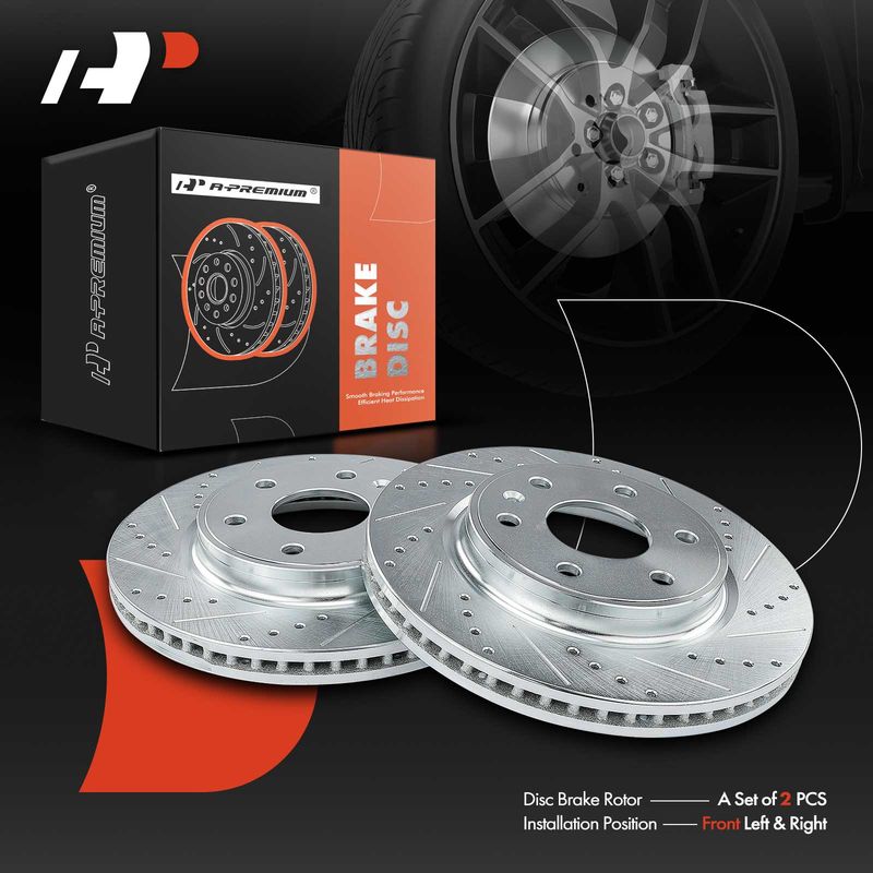 Front Drilled Brake Rotors for Buick Enclave Chevy Traverse GMC Acadia Saturn
