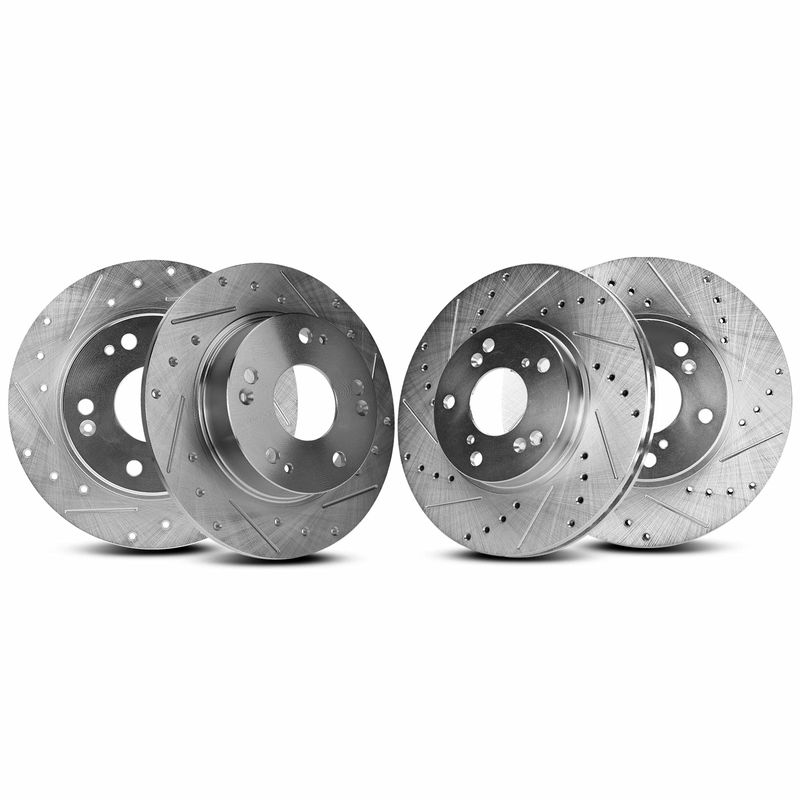 Front & Rear Drilled Brake Rotors for Honda Accord 2003-2007 L4 2.4L LX EX