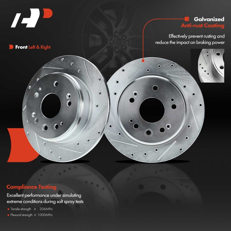 Rear Drilled Brake Rotors for Honda CR-V 2002-2004 L4 2.4L