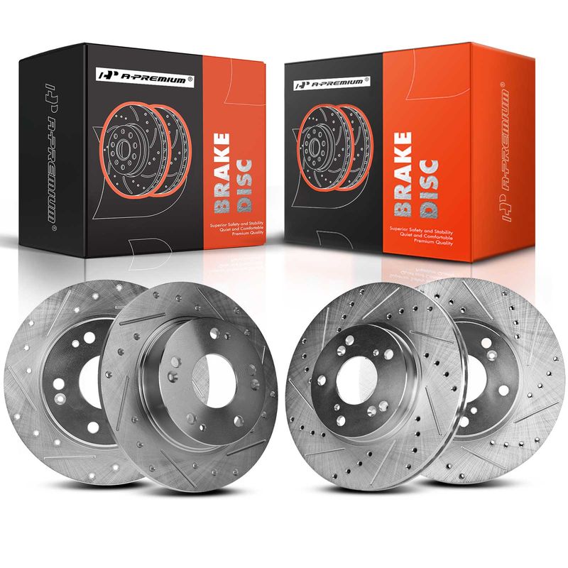 Front & Rear Drilled Brake Rotors for Honda Accord 2003-2007 L4 2.4L LX EX