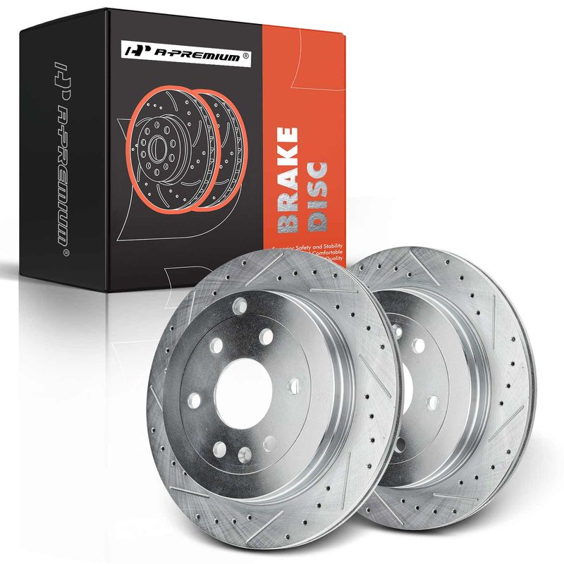 Rear Drilled Brake Rotors for Buick Enclave Chevy Traverse GMC Acadia Saturn