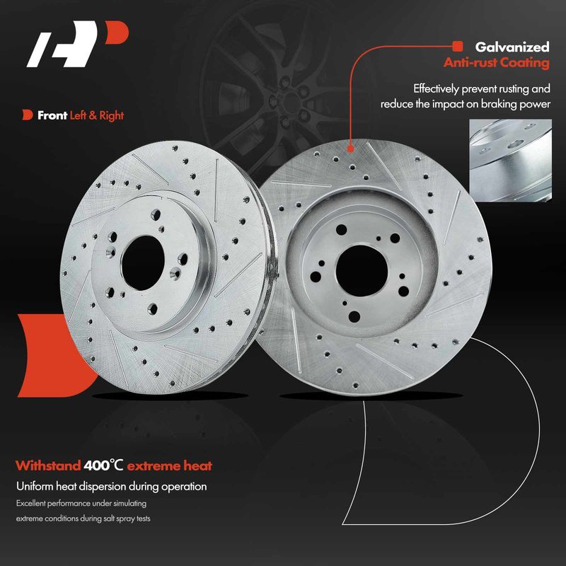 Front & Rear Drilled Brake Rotors for Honda Accord 2005-2012 Acura TSX 2009-2014