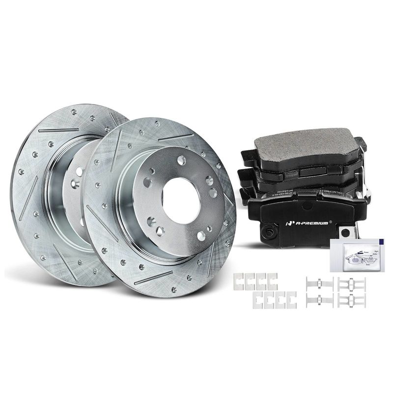 Rear Drilled Rotors & Ceramic Brake Pads for Acura TSX 04-08 Honda Accord 2.4L