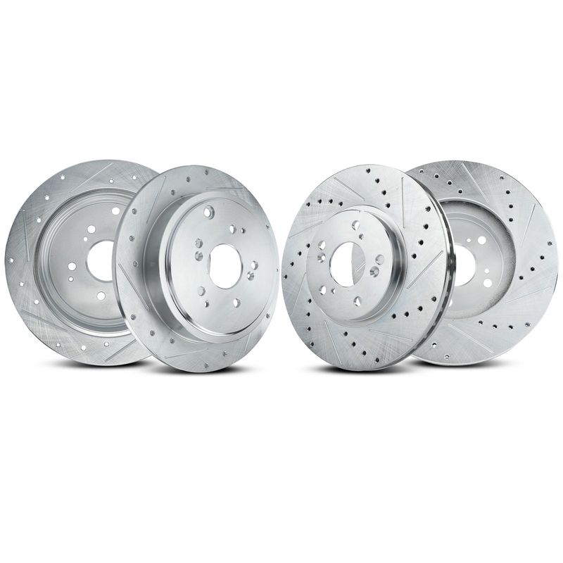Front & Rear Drilled Brake Rotors for Honda Pilot 2003-2008 Acura MDX 2001-2006