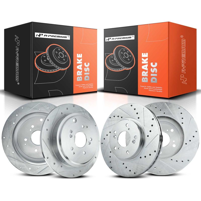 Front & Rear Drilled Brake Rotors for Honda Pilot 2003-2008 Acura MDX 2001-2006