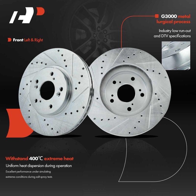 Front & Rear Drilled Brake Rotors for Honda Pilot 2003-2008 Acura MDX 2001-2006