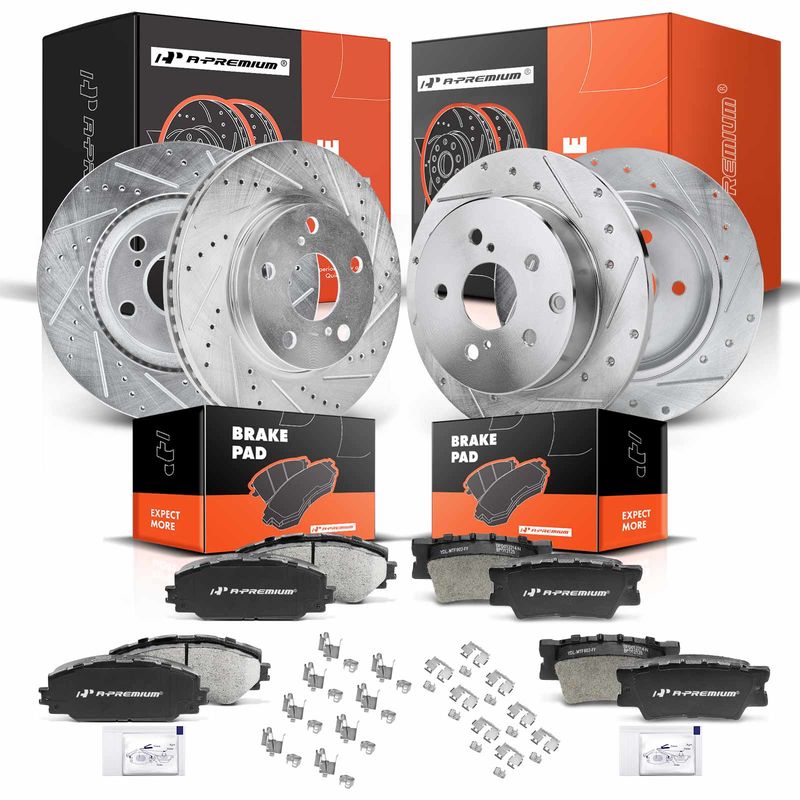Front & Rear Drilled Rotors & Ceramic Brake Pads for Lexus HS250h Toyota RAV4