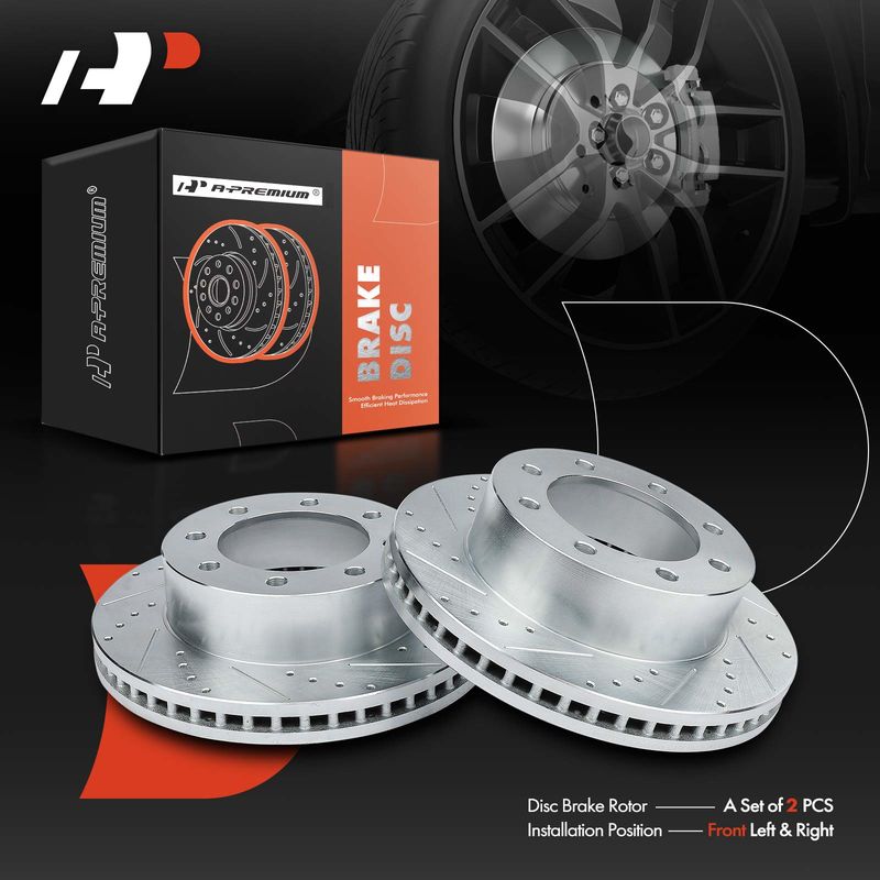Front Drilled Brake Rotors for Ford F-250 Super Duty F-350 Super Duty 4WD AWD