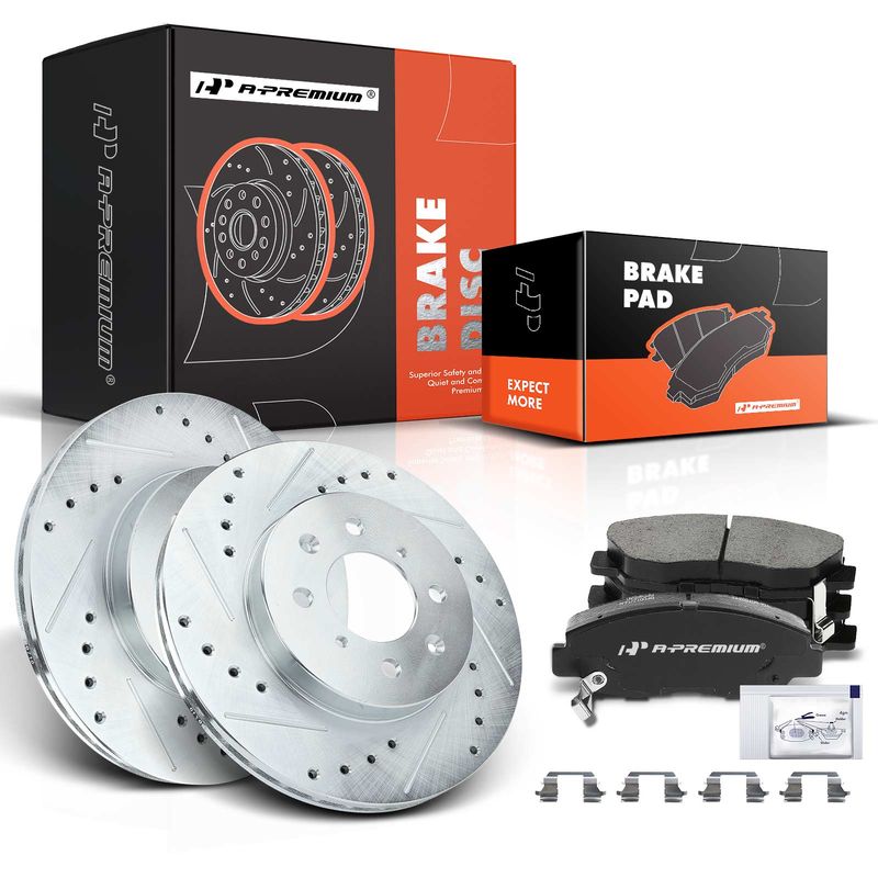 Front Drilled Rotors & Ceramic Brake Pads for Honda Civic 96-05 Insight Acura EL