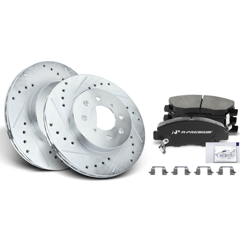 Front Drilled Rotors & Ceramic Brake Pads for Honda Civic 96-05 Insight Acura EL
