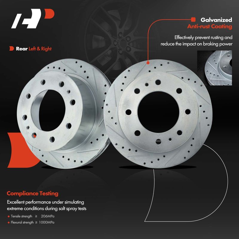 Rear Drilled Brake Rotors for Chevy Silverado 2500 HD GMC Sierra 2500 HD 11-21