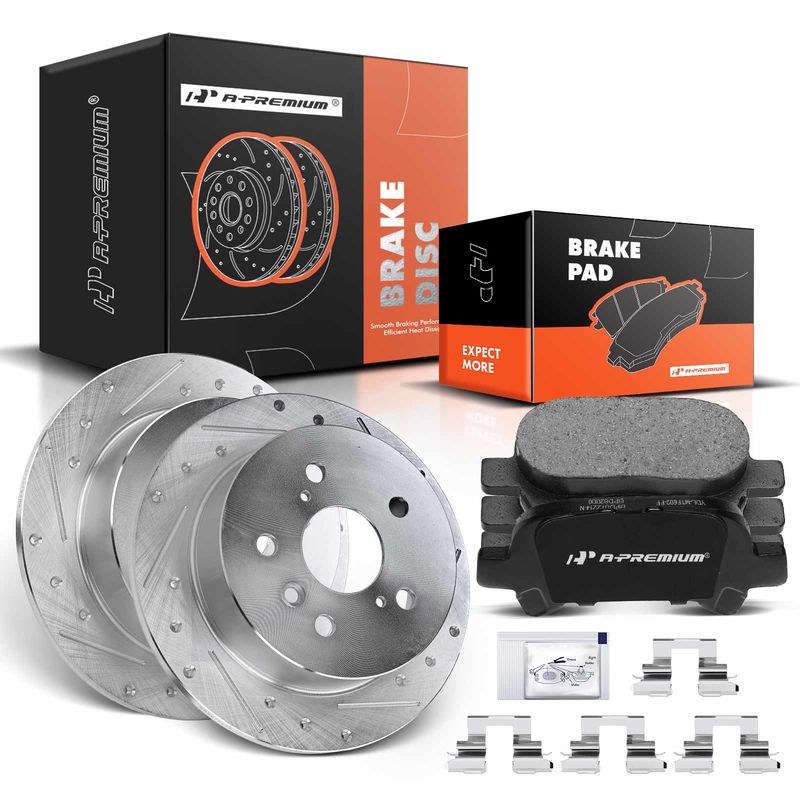 Rear Drilled Rotors & Ceramic Brake Pads for Toyota Avalon Camry 02-06 Solara