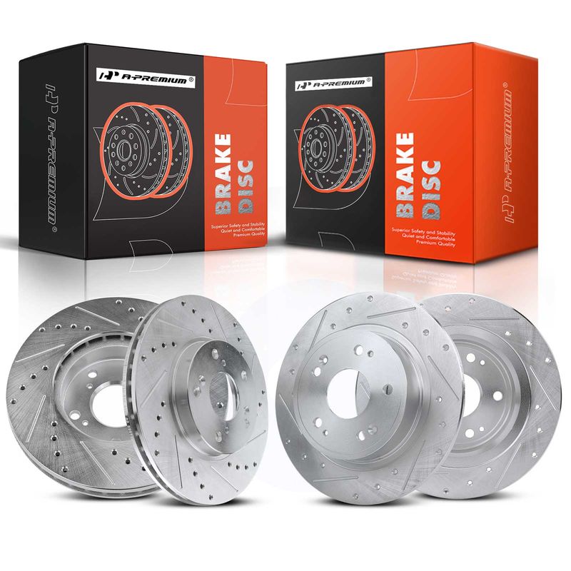 Front & Rear Drilled Brake Rotors for Honda Accord 2005-2017 L4 2.4L Civic 2015