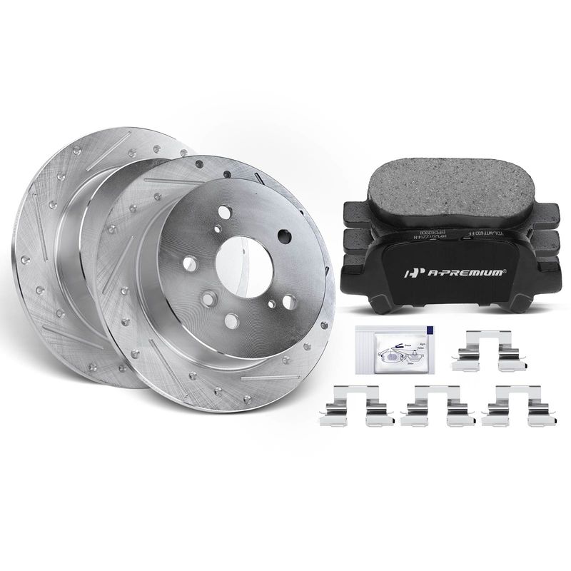 Rear Drilled Rotors & Ceramic Brake Pads for Toyota Avalon Camry 02-06 Solara