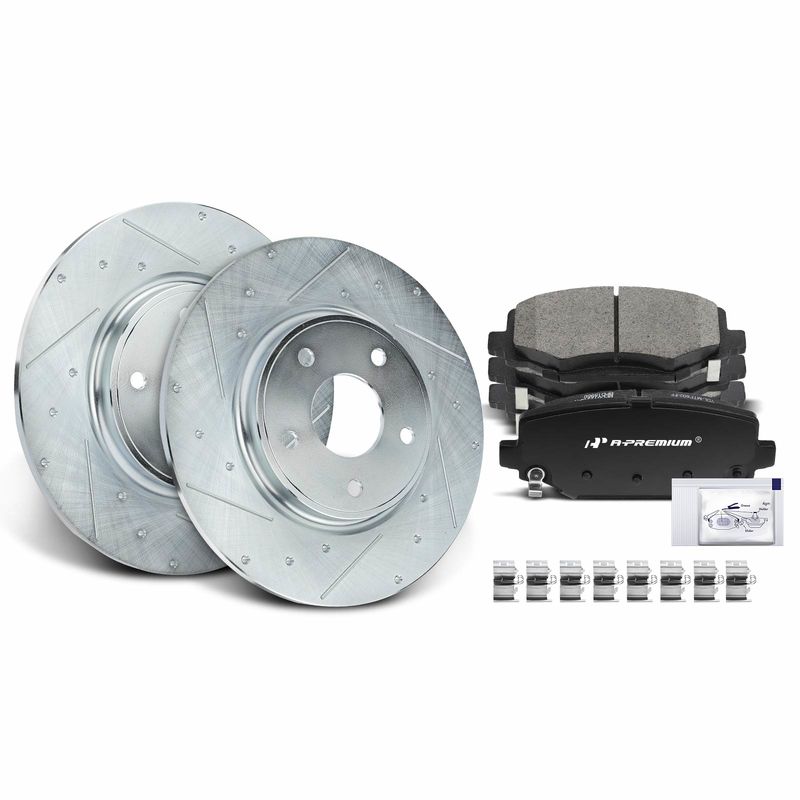 Rear Drilled Rotors & Ceramic Brake Pads for Chrysler Town & Country Dodge Ram