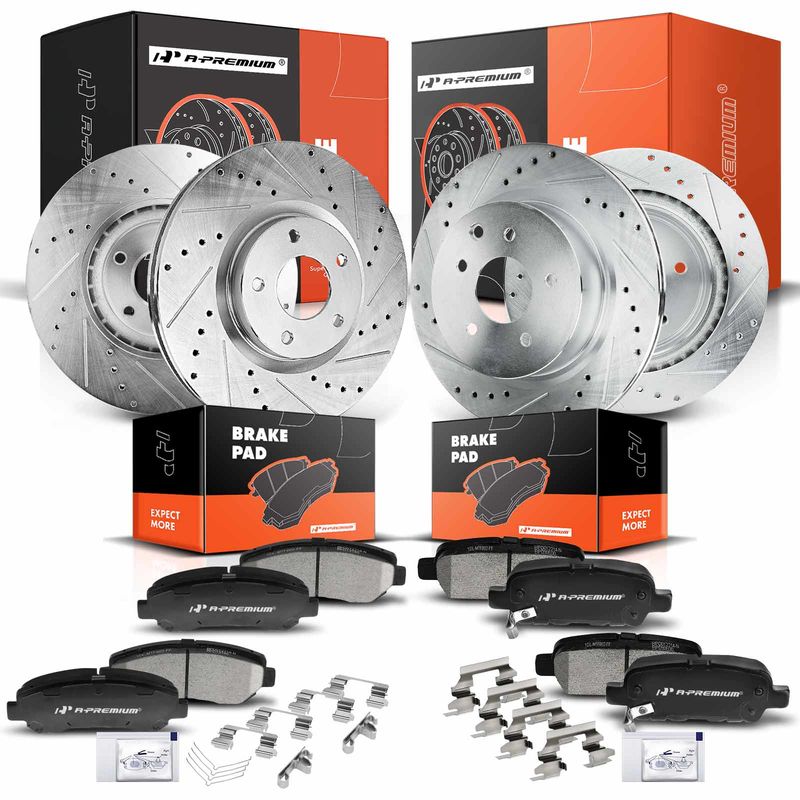 Front & Rear Drilled Rotors & Ceramic Brake Pads for Nissan Maxima 3.5L
