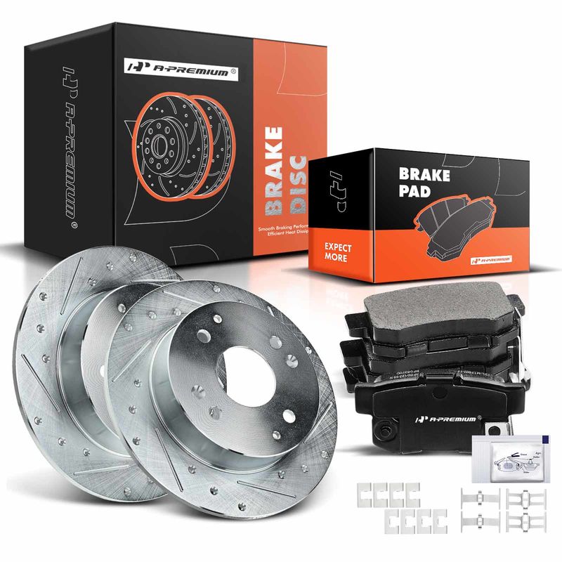 Rear Drilled Rotors & Ceramic Brake Pads for Honda Accord 1998-2002 Acura CL