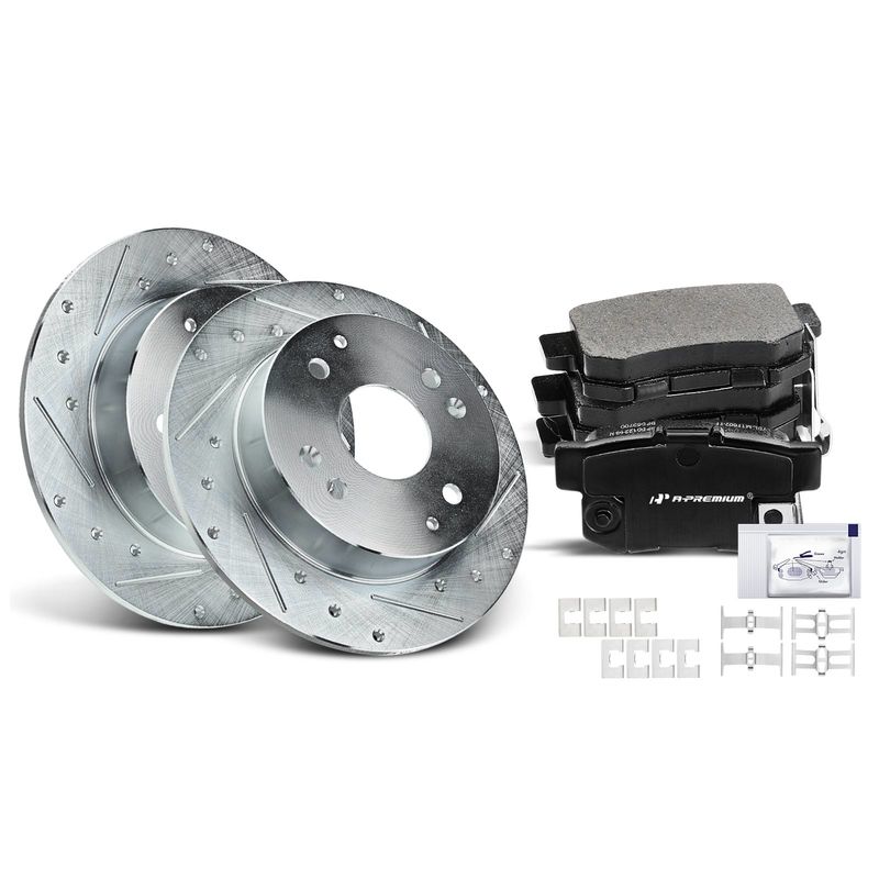 Rear Drilled Rotors & Ceramic Brake Pads for Honda Accord 1998-2002 Acura CL