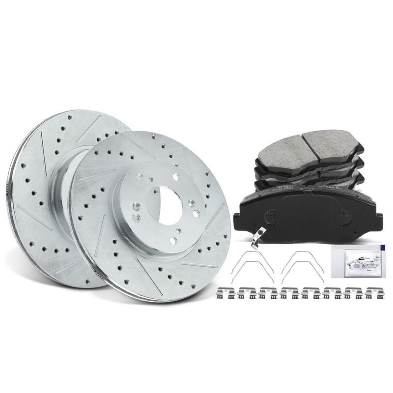 Front Drilled Rotors & Ceramic Brake Pads for Honda Accord 2003-2017 Civic Acura