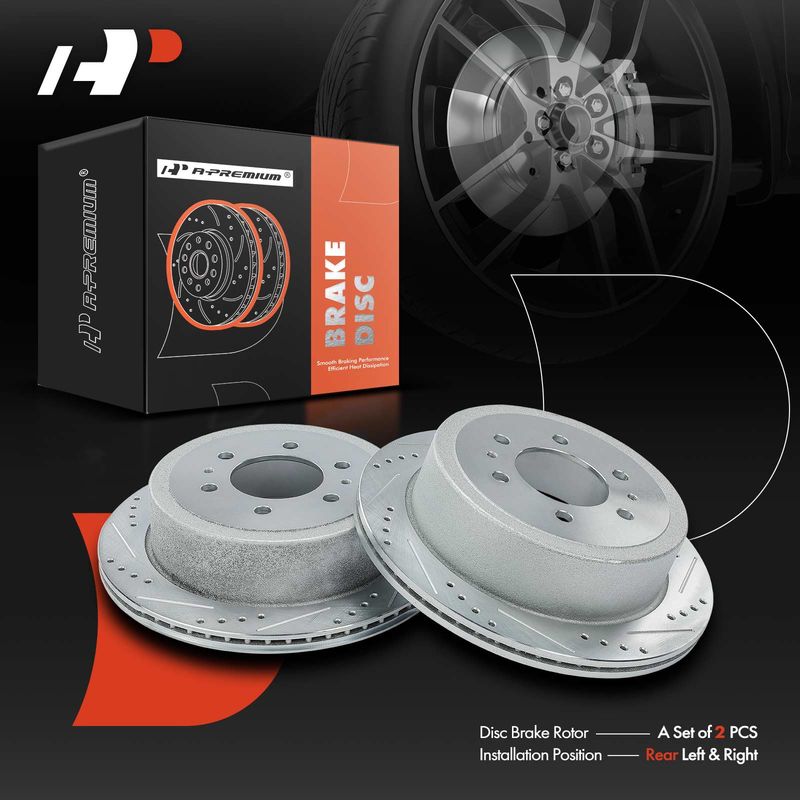 Rear Drilled Brake Rotors for Ford F-150 04-11 Lincoln Mark LT 06-08 6 Lug