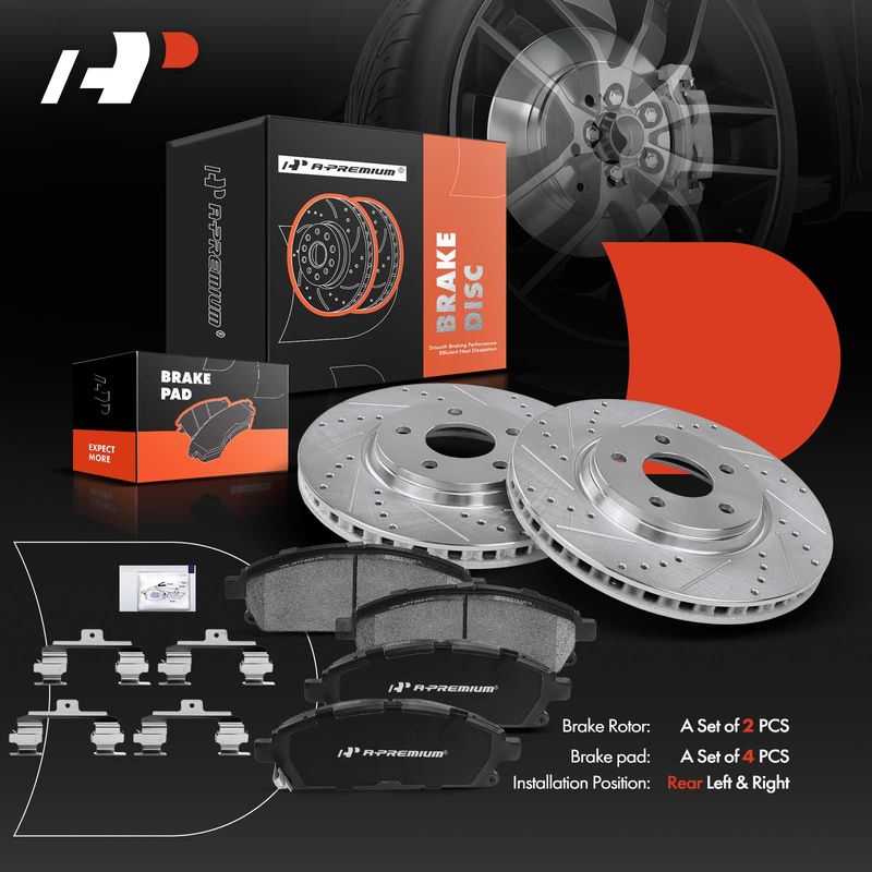Front Drilled Rotors & Ceramic Brake Pads for Acura MDX 2003-2006 V6 3.5L