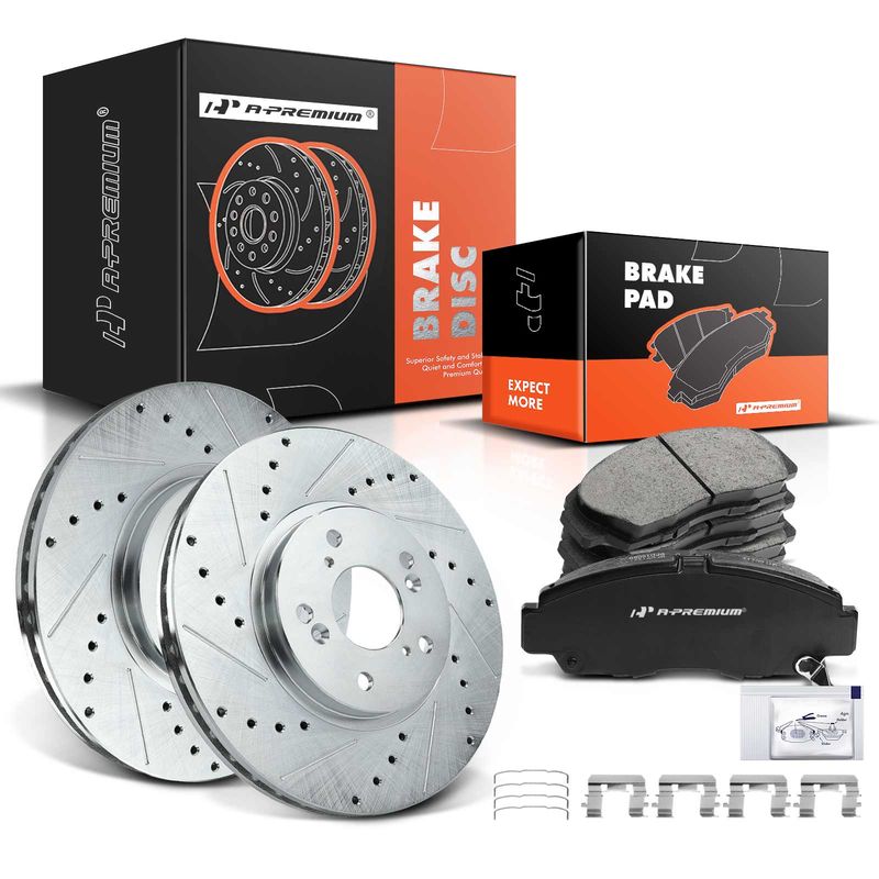 Front Drilled Rotors & Ceramic Brake Pads for Honda Accord 03-07 Acura TL CL TSX