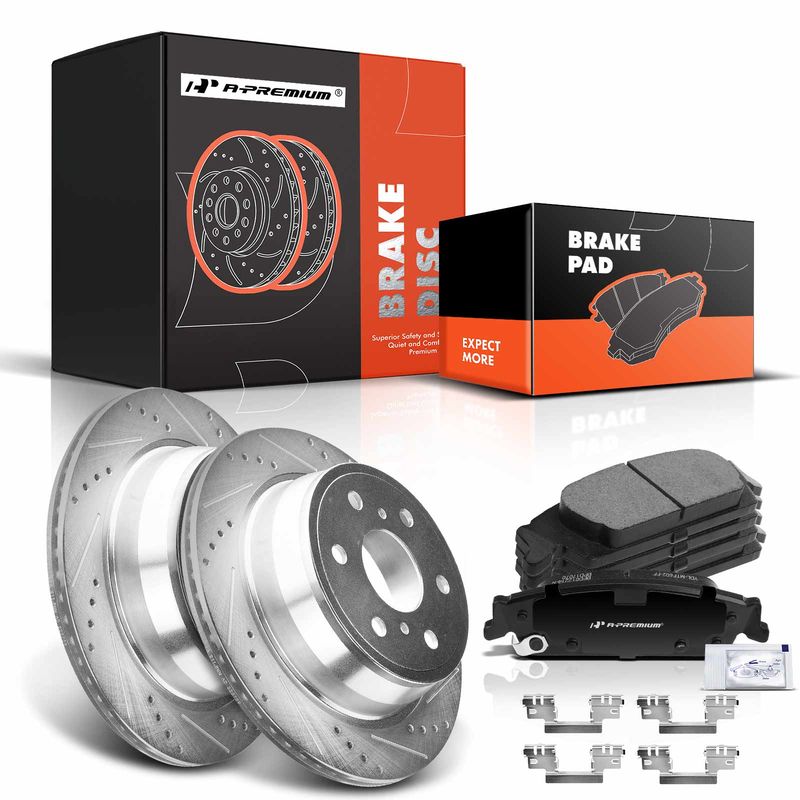 Rear Drilled Rotors & Ceramic Brake Pads for Chevy Silverado 1500 GMC Sierra 1500