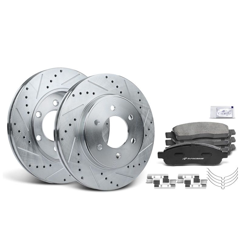 Front Drilled Rotors & Ceramic Brake Pads for Ford F-150 04-08 Lincoln Mark LT