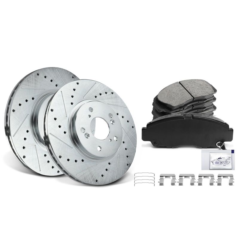 Front Drilled Rotors & Ceramic Brake Pads for Honda Accord 03-07 Acura TL CL TSX
