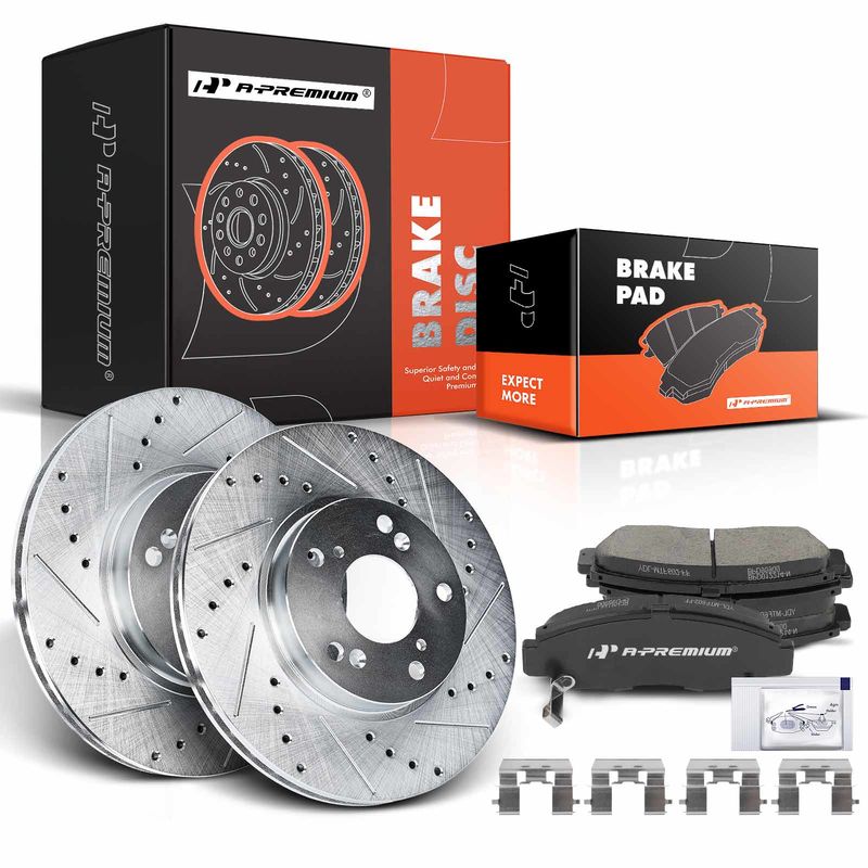 Front Drilled Rotors & Ceramic Brake Pads for Honda Civic 06-10 Accord Acura CSX
