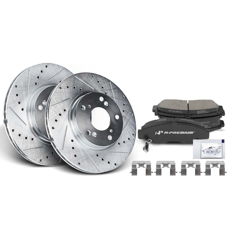 Front Drilled Rotors & Ceramic Brake Pads for Honda Civic 06-10 Accord Acura CSX