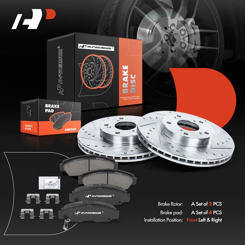 Front Drilled Rotors & Ceramic Brake Pads for Honda Civic 06-10 Accord Acura CSX
