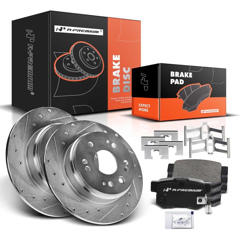 Rear Drilled Rotors & Ceramic Brake Pads for Honda CR-V 2002-2004 L4 2.4L