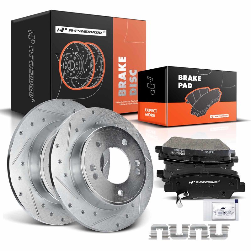 Rear Drilled Rotors & Ceramic Brake Pads for Hyundai Elantra Kia Forte Koup Soul