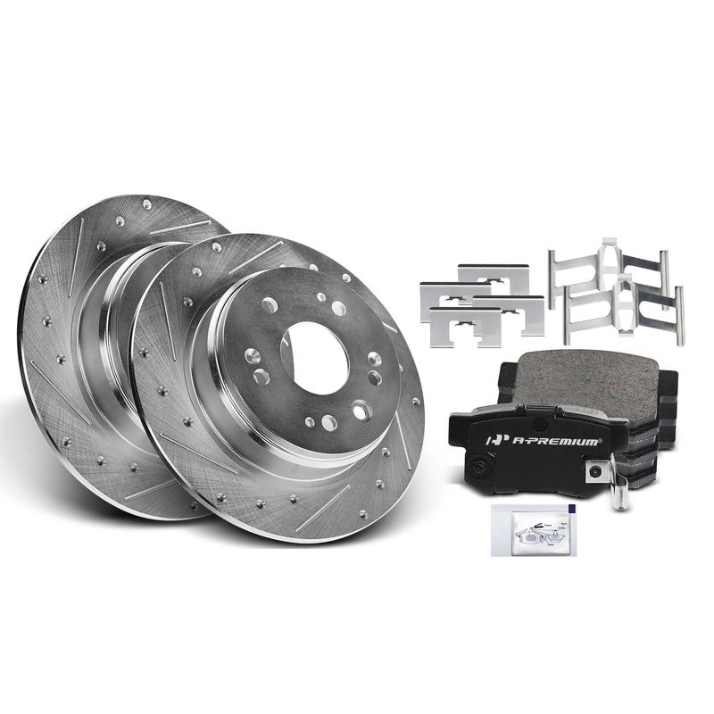Rear Drilled Rotors & Ceramic Brake Pads for Honda CR-V 2002-2004 L4 2.4L