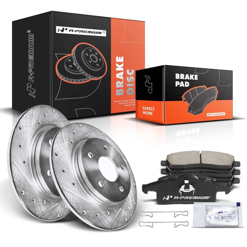 Rear Drilled Rotors & Ceramic Brake Pads for Jeep Grand Cherokee 1999-2004