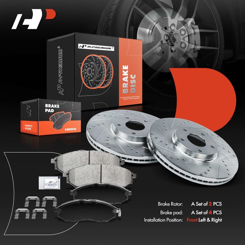 Front Drilled Rotors & Ceramic Brake Pads for Infiniti EX35 G37 M56 QX70 Nissan