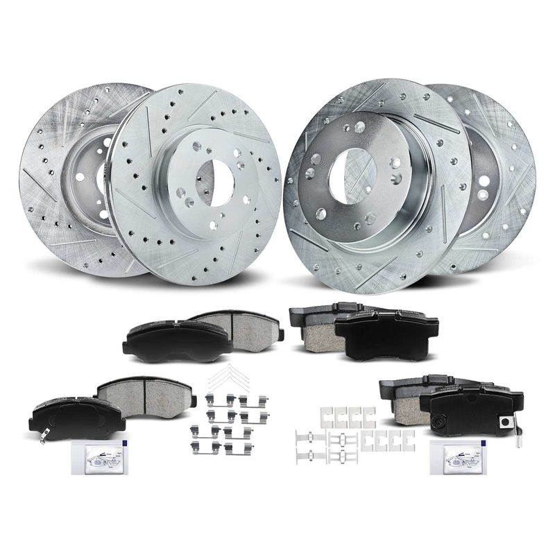 Front & Rear Drilled Rotors & Ceramic Brake Pads for Honda Accord 2003-2007
