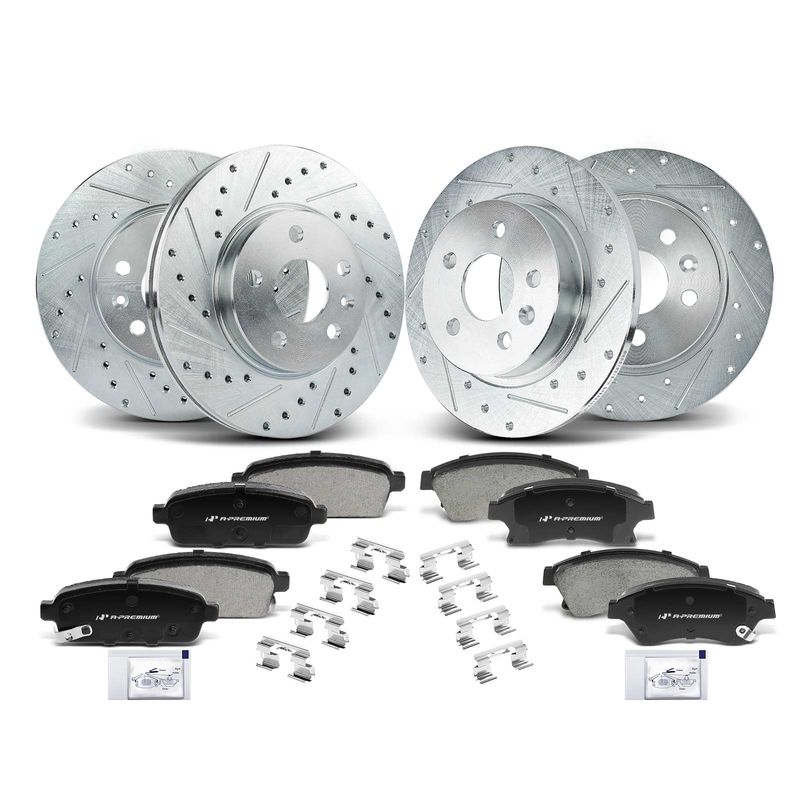 Front & Rear Drilled Rotors & Ceramic Brake Pads for Chevy Cruze Limited Sonic