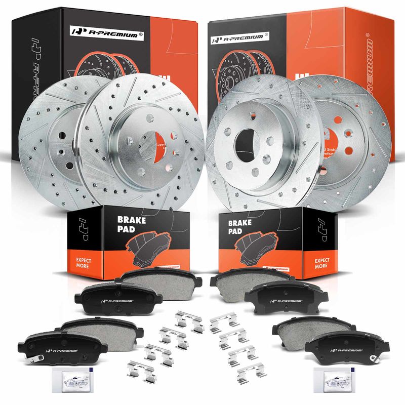 Front & Rear Drilled Rotors & Ceramic Brake Pads for Chevy Cruze Limited Sonic