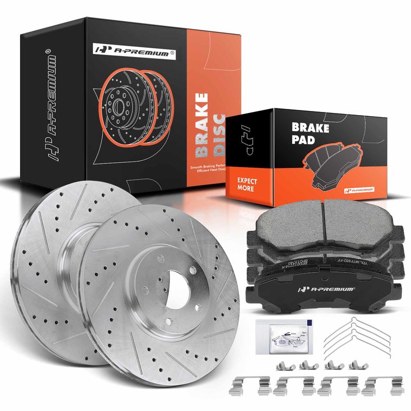 Front Drilled Rotors & Ceramic Brake Pads for Nissan Maxima 09-14 16-19 319.6mm