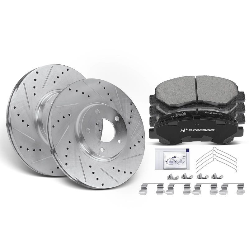 Front Drilled Rotors & Ceramic Brake Pads for Nissan Maxima 09-14 16-19 319.6mm