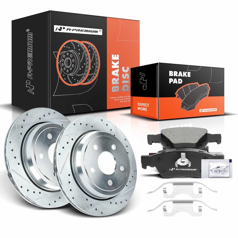Rear Drilled Rotors & Ceramic Brake Pads for Dodge Durango Jeep Grand Cherokee
