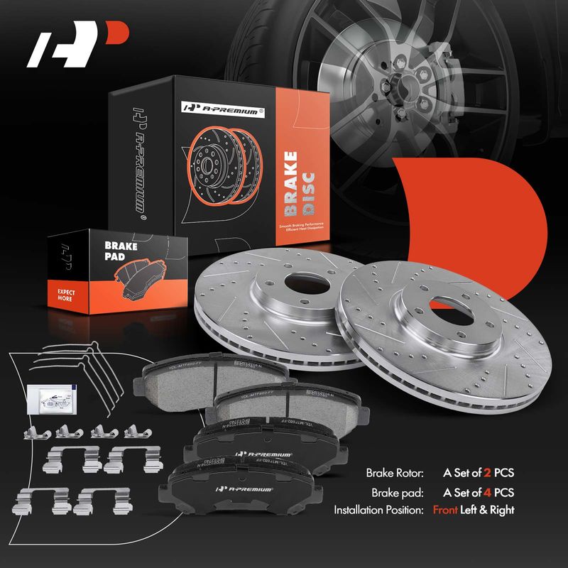 Front Drilled Rotors & Ceramic Brake Pads for Nissan Maxima 09-14 16-19 319.6mm