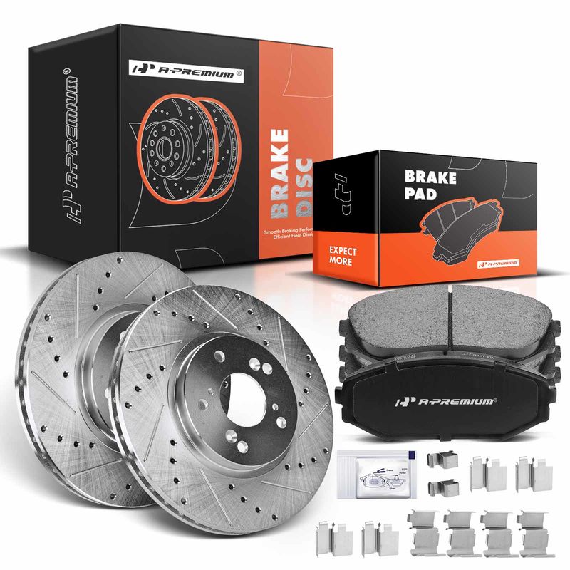 Front Drilled Rotors & Ceramic Brake Pads for Honda Odyssey 1999-2004 Acura 3.5L