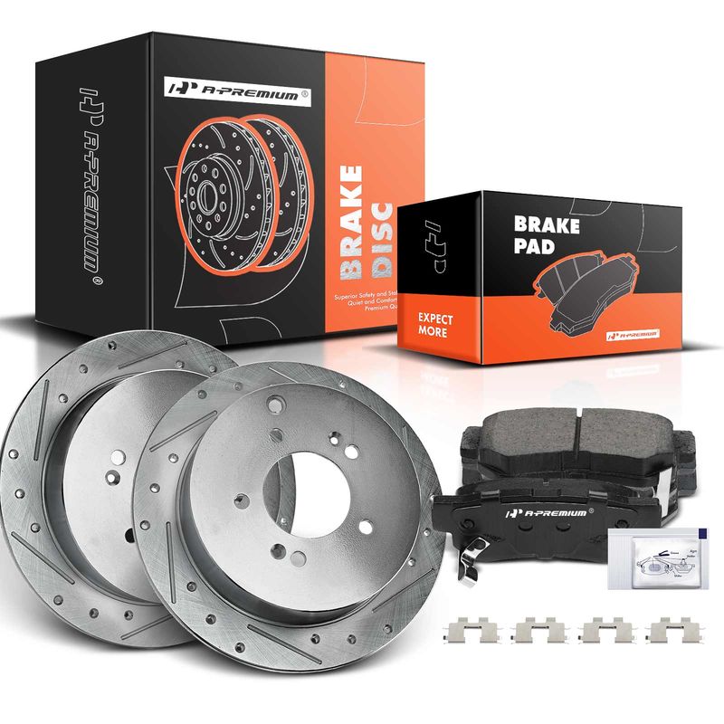 Rear Drilled Rotors & Ceramic Brake Pads for Hyundai Santa Fe 01-06 Tucson Kia